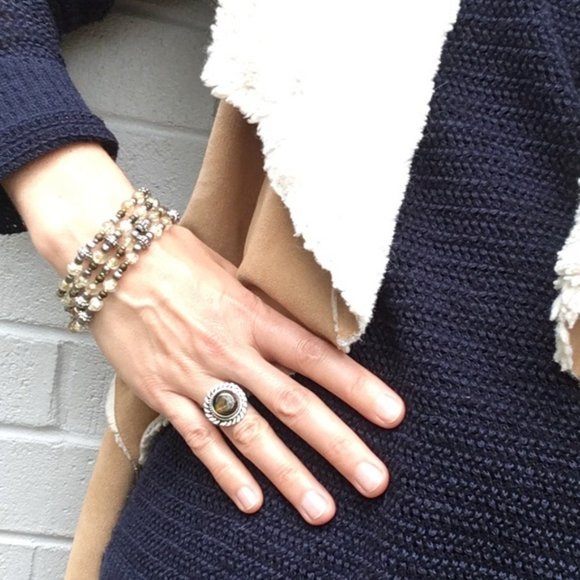 Tigers Eye Gemstone Ring Silver Size 6 - Picture 10 of 13